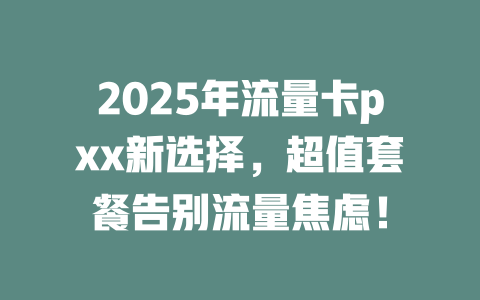 2025年流量卡pxx新选择，超值套餐告别流量焦虑！