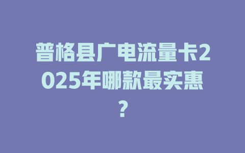 普格县广电流量卡2025年哪款最实惠？