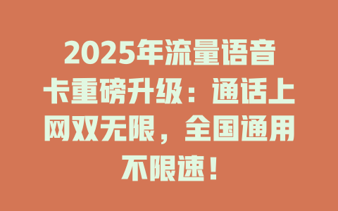 2025年流量语音卡重磅升级：通话上网双无限，全国通用不限速！