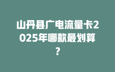 山丹县广电流量卡2025年哪款最划算？
