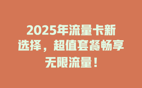 2025年流量卡新选择，超值套餐畅享无限流量！