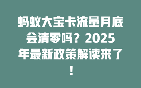 蚂蚁大宝卡流量月底会清零吗？2025年最新政策解读来了！