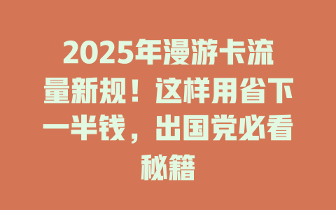 2025年漫游卡流量新规！这样用省下一半钱，出国党必看秘籍