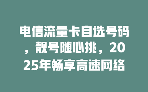 电信流量卡自选号码，靓号随心挑，2025年畅享高速网络