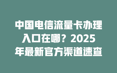 中国电信流量卡办理入口在哪？2025年最新官方渠道速查