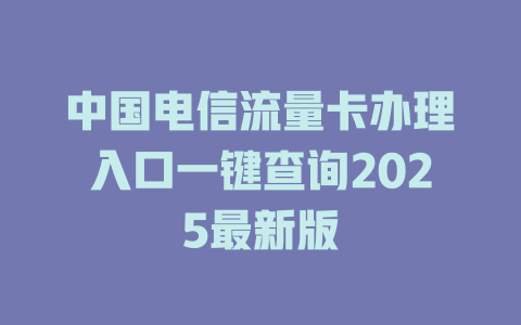 中国电信流量卡办理入口一键查询2025最新版
