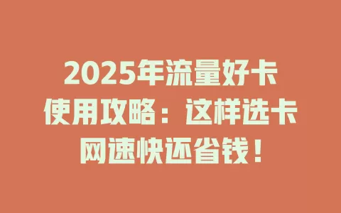 2025年流量好卡使用攻略：这样选卡网速快还省钱！