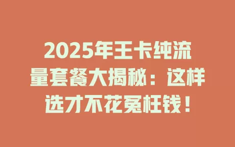 2025年王卡纯流量套餐大揭秘：这样选才不花冤枉钱！