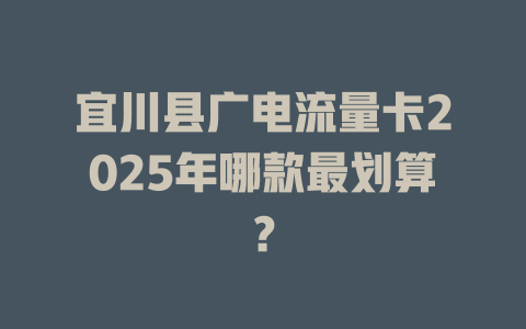 宜川县广电流量卡2025年哪款最划算？