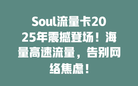 Soul流量卡2025年震撼登场！海量高速流量，告别网络焦虑！