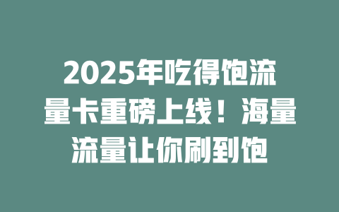 2025年吃得饱流量卡重磅上线！海量流量让你刷到饱