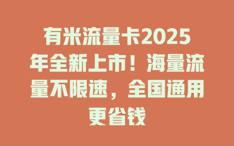 有米流量卡2025年全新上市！海量流量不限速，全国通用更省钱
