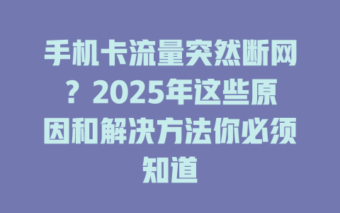 手机卡流量突然断网？2025年这些原因和解决方法你必须知道