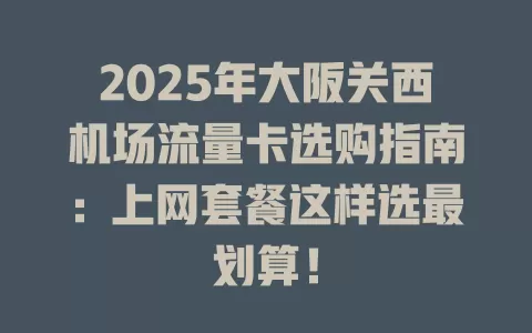 2025年大阪关西机场流量卡选购指南：上网套餐这样选最划算！