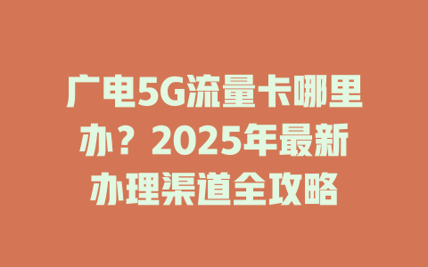 广电5G流量卡哪里办？2025年最新办理渠道全攻略