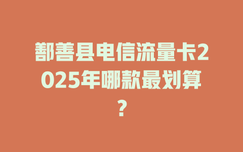 鄯善县电信流量卡2025年哪款最划算？