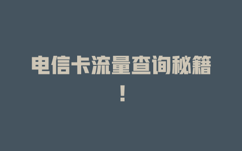 电信卡流量查询秘籍！