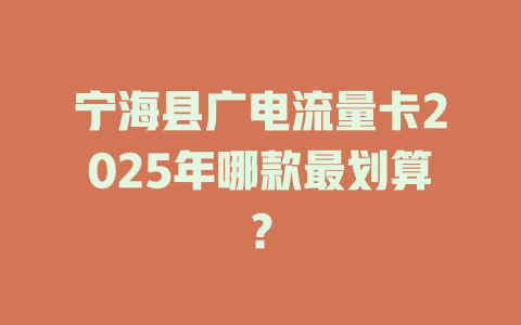 宁海县广电流量卡2025年哪款最划算？