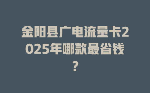 金阳县广电流量卡2025年哪款最省钱？