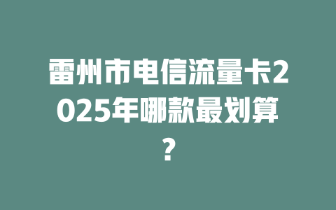 雷州市电信流量卡2025年哪款最划算？