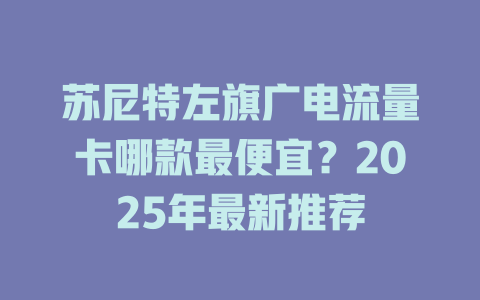 苏尼特左旗广电流量卡哪款最便宜？2025年最新推荐