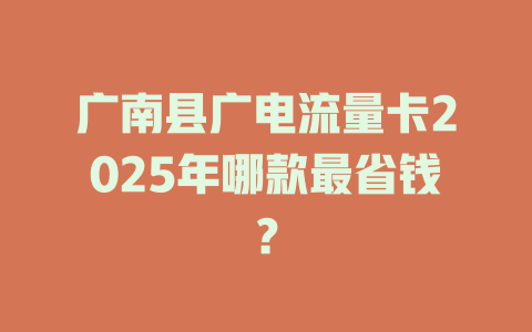 广南县广电流量卡2025年哪款最省钱？