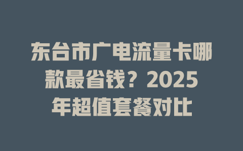 东台市广电流量卡哪款最省钱？2025年超值套餐对比