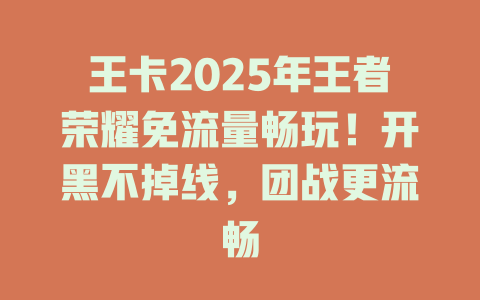 王卡2025年王者荣耀免流量畅玩！开黑不掉线，团战更流畅