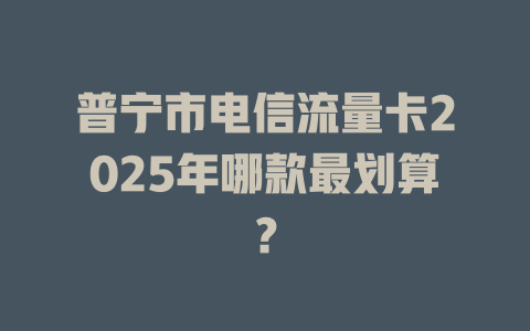 普宁市电信流量卡2025年哪款最划算？