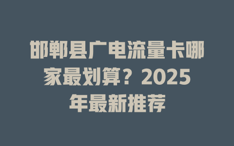 邯郸县广电流量卡哪家最划算？2025年最新推荐