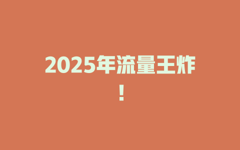 2025年流量王炸！