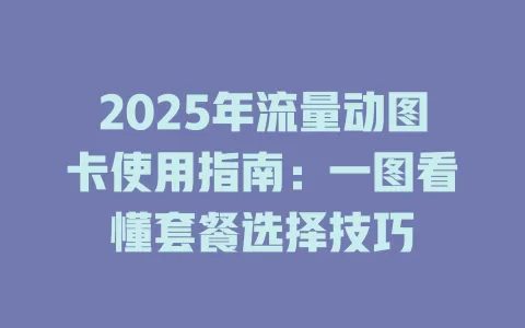 2025年流量动图卡使用指南：一图看懂套餐选择技巧