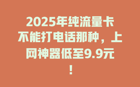 2025年纯流量卡不能打电话那种，上网神器低至9.9元！
