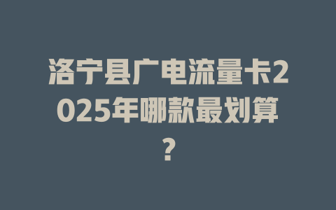 洛宁县广电流量卡2025年哪款最划算？