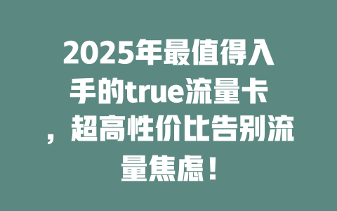 2025年最值得入手的true流量卡，超高性价比告别流量焦虑！