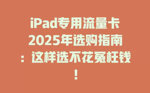iPad专用流量卡2025年选购指南：这样选不花冤枉钱！