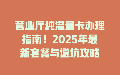 营业厅纯流量卡办理指南！2025年最新套餐与避坑攻略