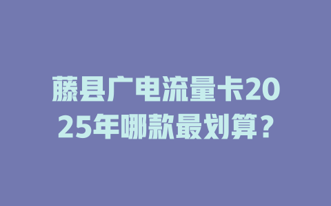 藤县广电流量卡2025年哪款最划算？