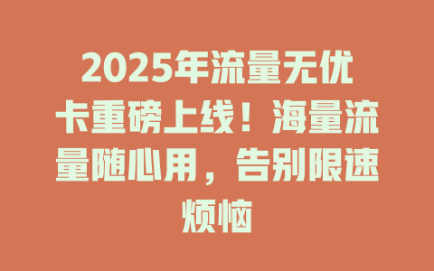 2025年流量无优卡重磅上线！海量流量随心用，告别限速烦恼