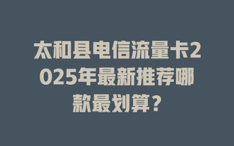 太和县电信流量卡2025年最新推荐哪款最划算？