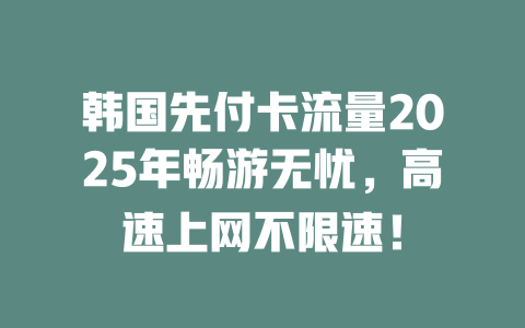韩国先付卡流量2025年畅游无忧，高速上网不限速！