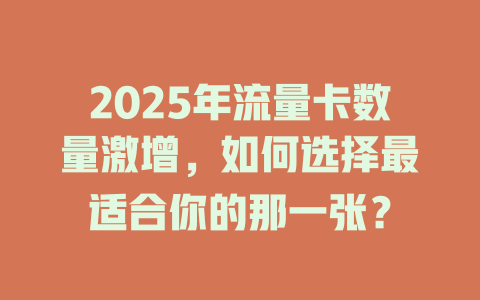 2025年流量卡数量激增，如何选择最适合你的那一张？