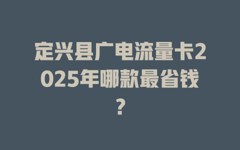 定兴县广电流量卡2025年哪款最省钱？