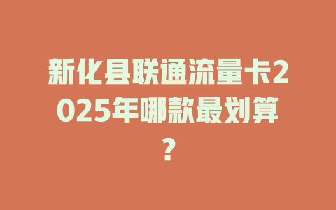 新化县联通流量卡2025年哪款最划算？