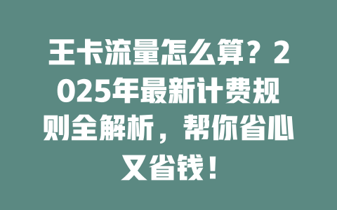 王卡流量怎么算？2025年最新计费规则全解析，帮你省心又省钱！