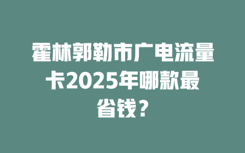 霍林郭勒市广电流量卡2025年哪款最省钱？
