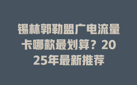 锡林郭勒盟广电流量卡哪款最划算？2025年最新推荐
