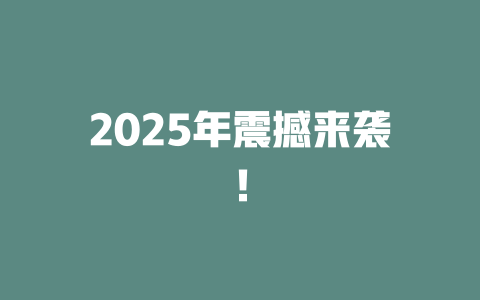 2025年震撼来袭！