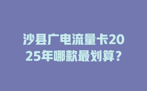 沙县广电流量卡2025年哪款最划算？