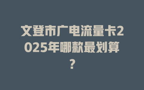 文登市广电流量卡2025年哪款最划算？